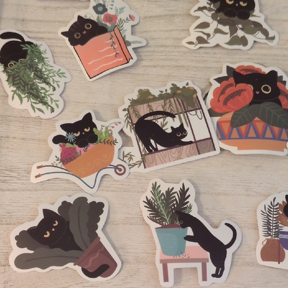 Hallmark Black Cat Plant Stickers - Picture 3 of 11